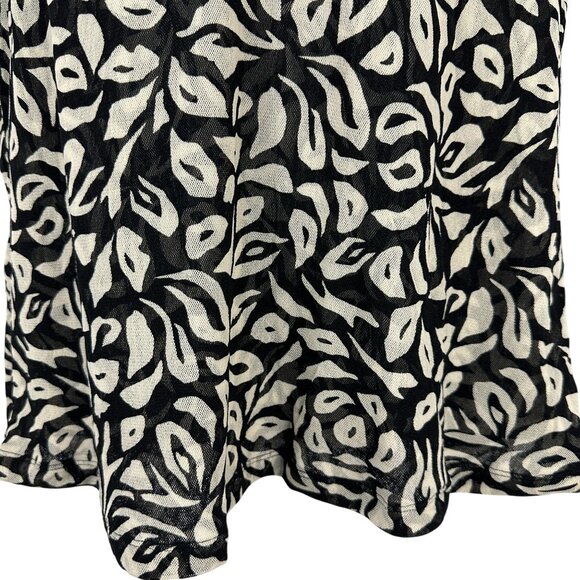 INC International Concepts Womens Sleeveless Top M Petite Black Ivory Leaf Print - Picture 3 of 10